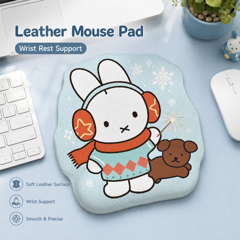 Desk Setup Tv - Anime Miffy Leather Mouse Pad with