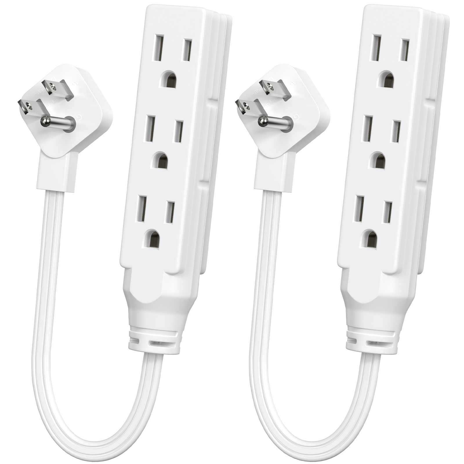 Power Strip Flat - 2pcs Flat Plug Three-Socket Power Strip,