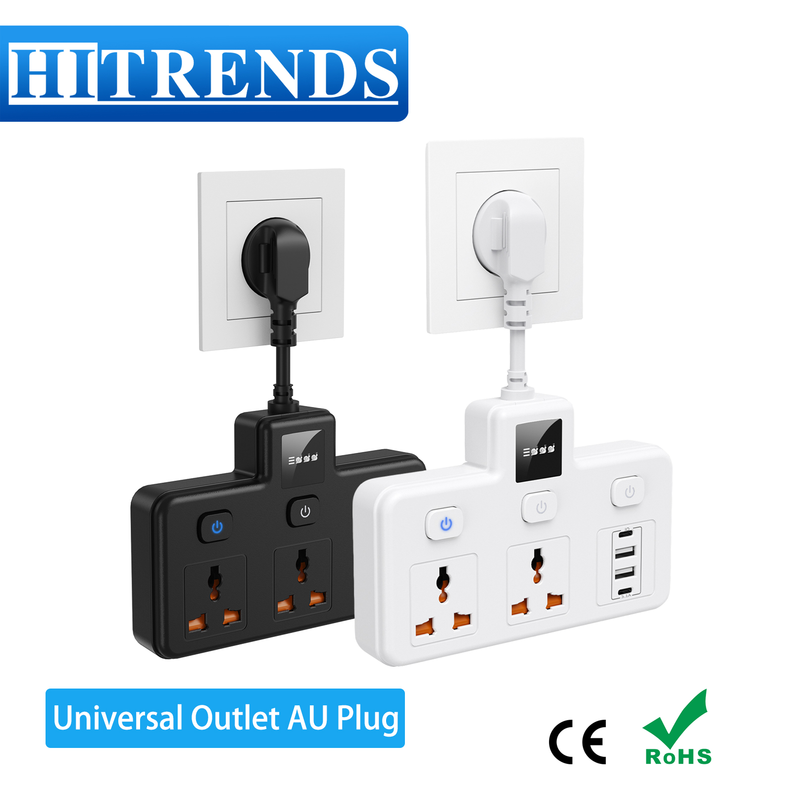 Power Strip Flat - AU plug Universal Outlet Power Strip