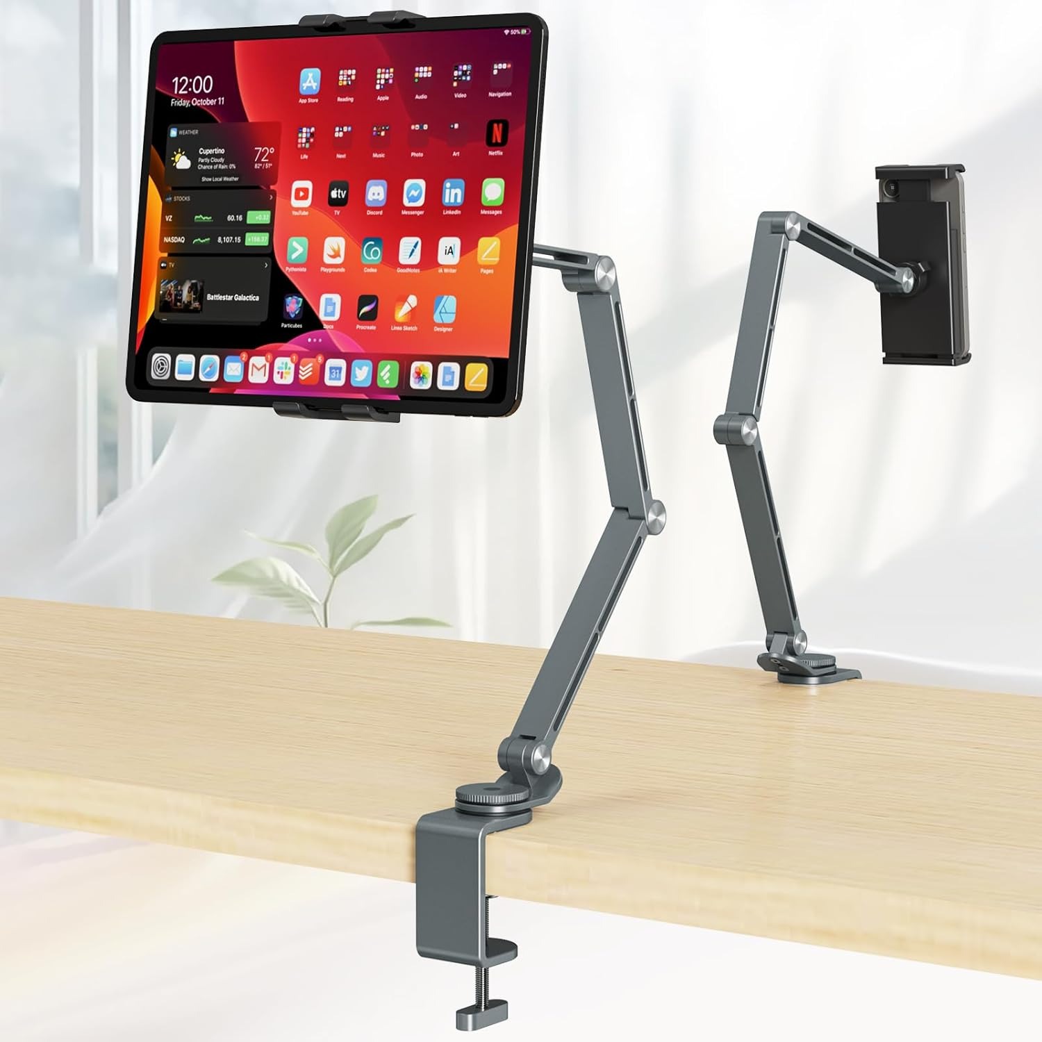 Desk Setup Monitor Arm - iPad Mount for Desk Aluminum Alloy