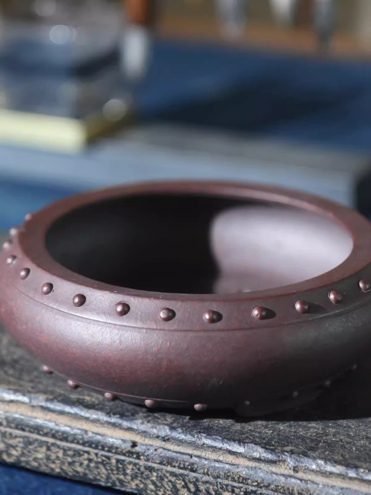 Desk Setup Plant - Ceramic Circle Bonsai Pot, Made by