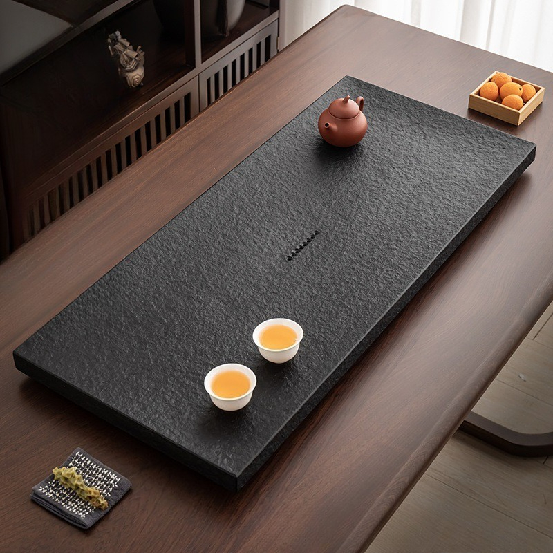 Desk Setup At Home - Natural Black Stone Tea Tray, Chinese