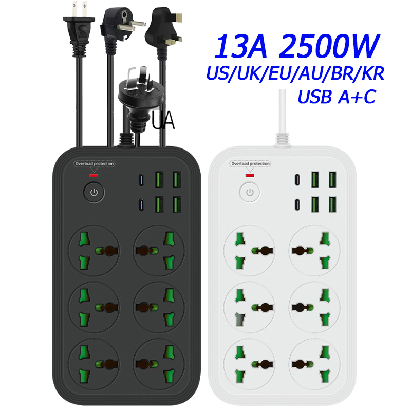 Power Strip Flat - 13A Universal Power Strip Sockets Outlets
