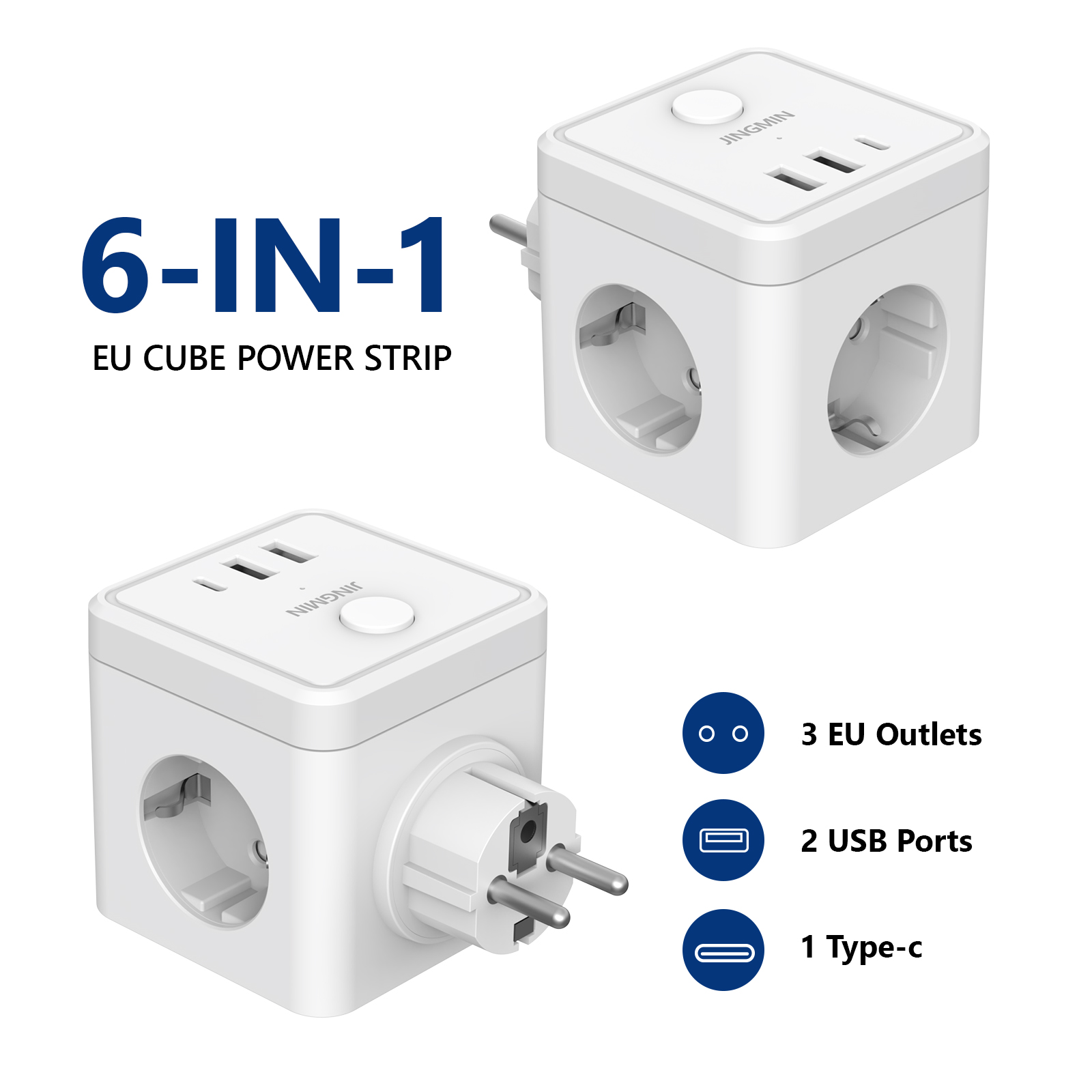 Power Strip Flat - Wall Socket Extender with Switch 3