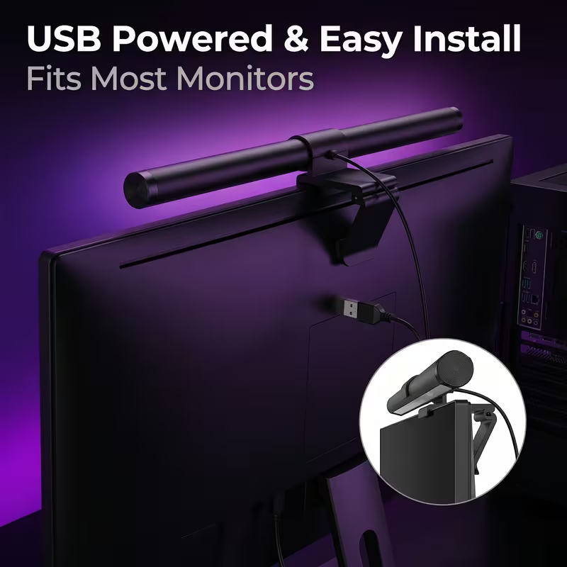 LED Monitor Light Bar With Rem - đánh giá và giá Desk Setup Modern