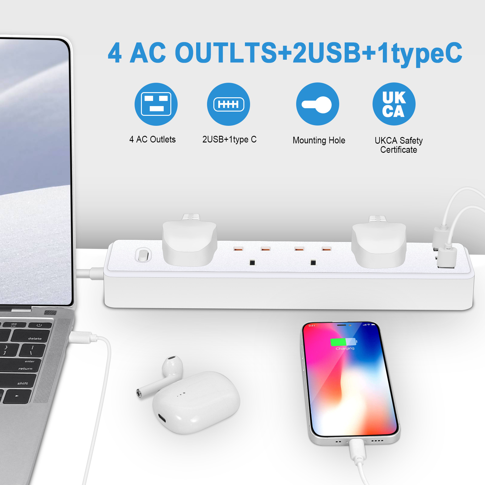Power Strip Electric Socket UK - đánh giá và giá Power Strip Flat