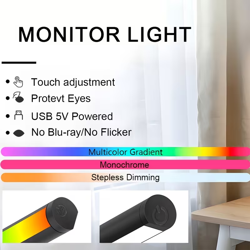 LED Monitor Light Bar 30cm 40c - đánh giá và giá Desk Setup Modern