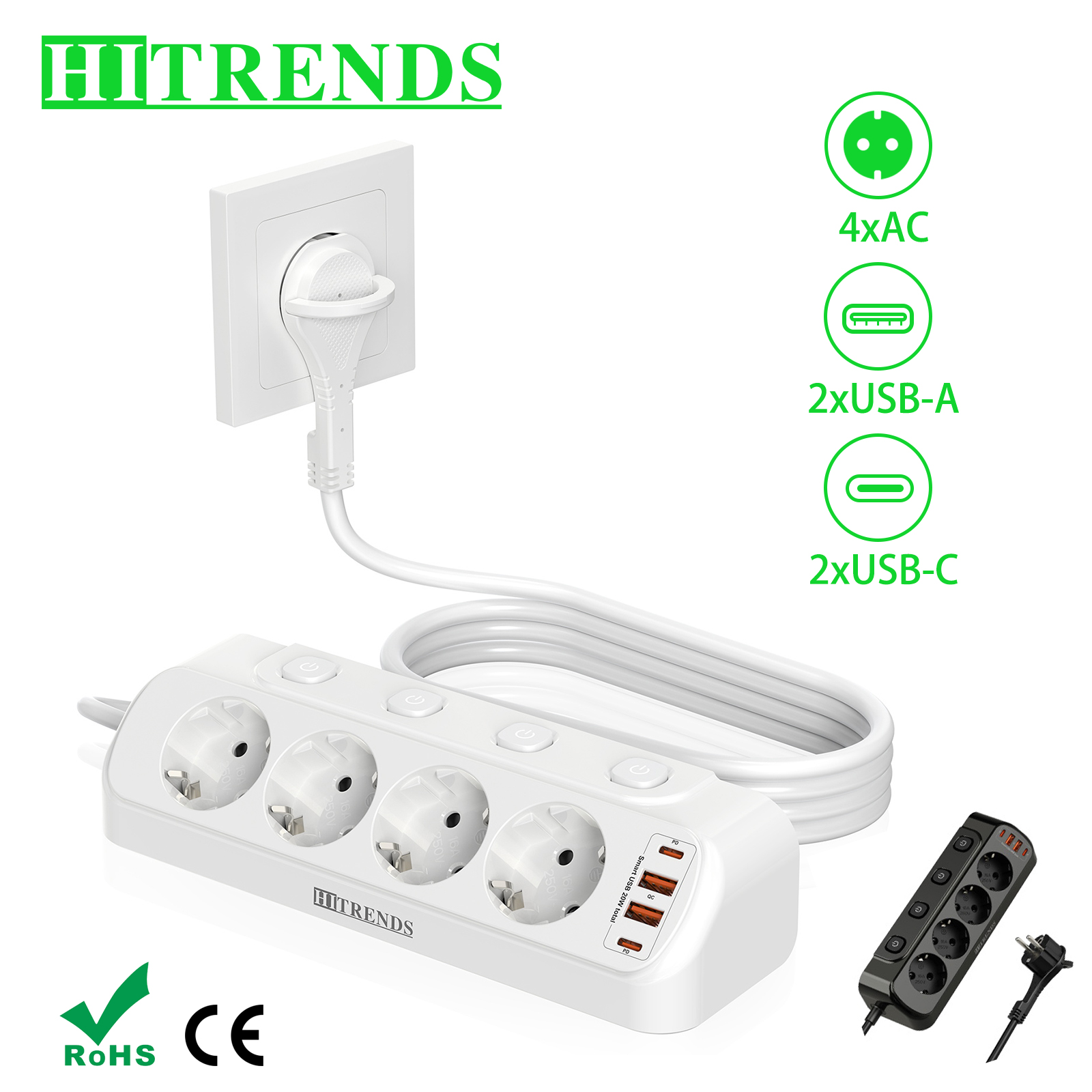 European Desktop Socket multi- - đánh giá và giá Power Strip Flat