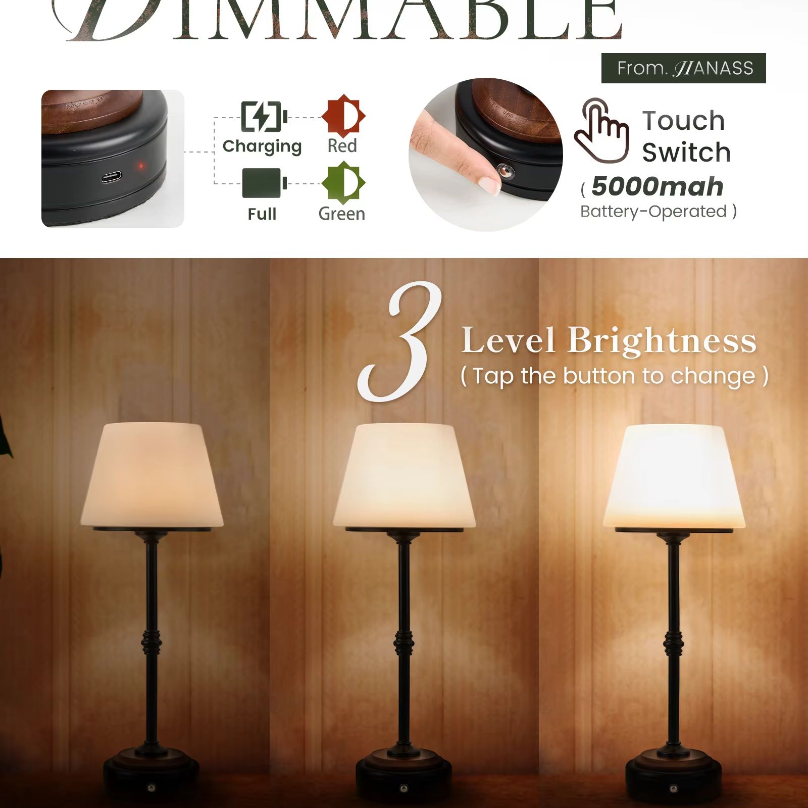Cordless Table Lamps Set of  5 - đánh giá và giá Desk Setup Modern