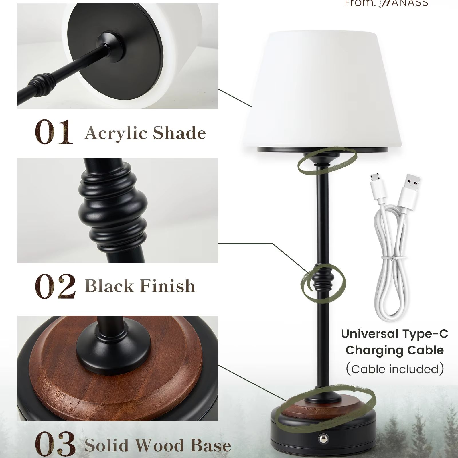 Cordless Table Lamps Set of  5 - đánh giá và giá Desk Setup Modern