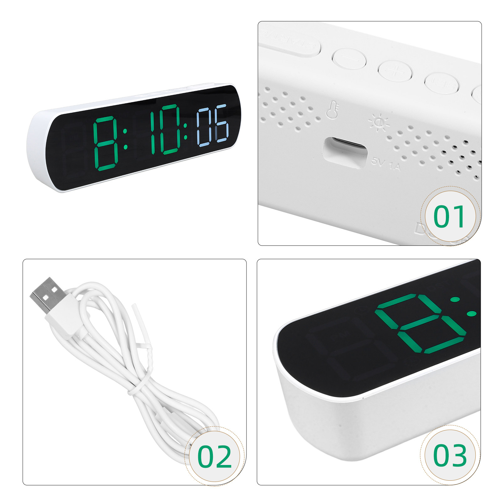 LED Digital Alarm Clock Compac - đánh giá và giá Desk Setup Small Room
