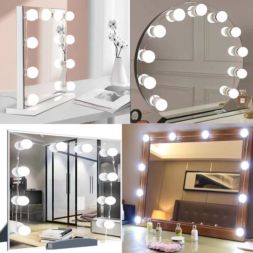 LED Light Paste Mirror Makeup  - đánh giá và giá Desk Setup Modern