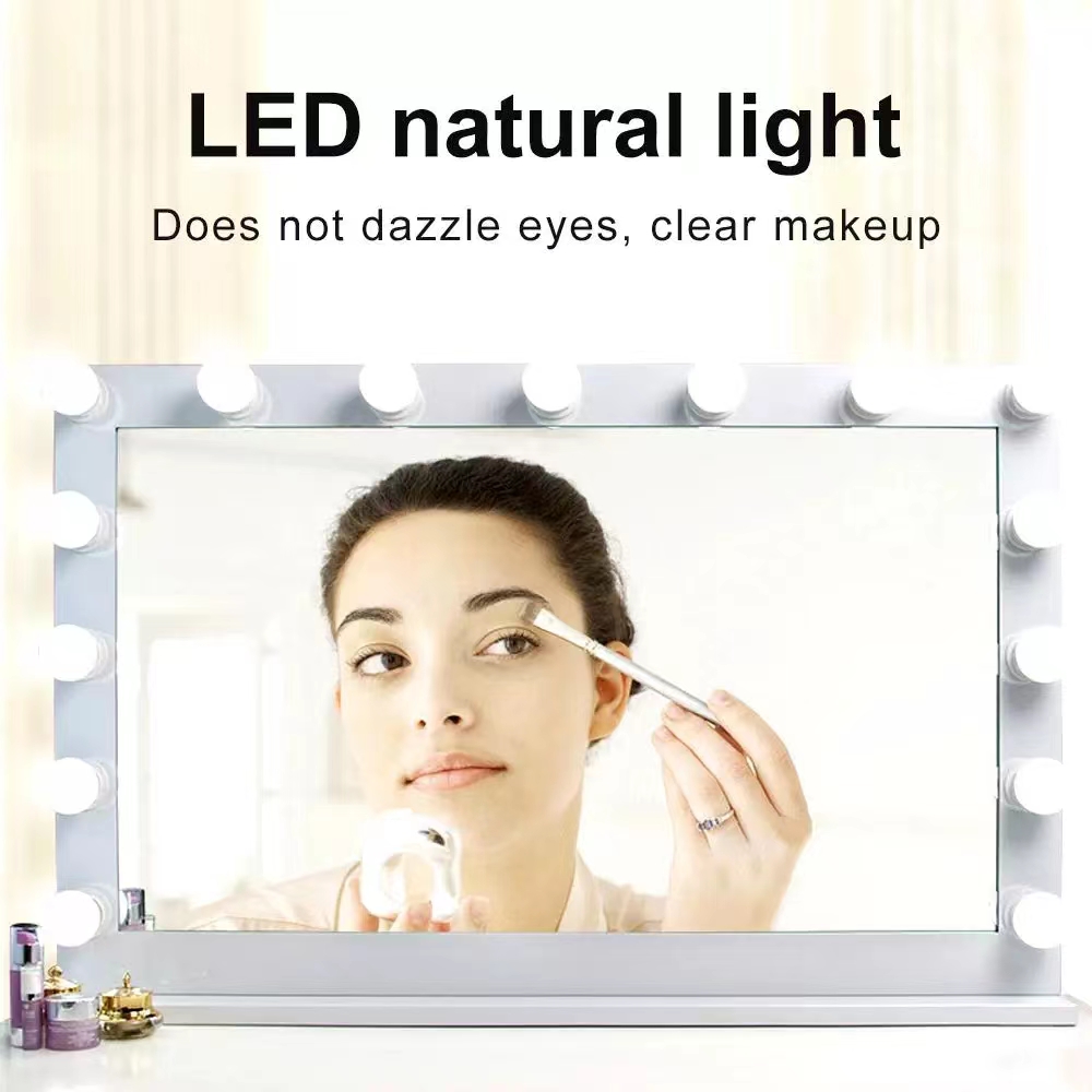 LED Light Paste Mirror Makeup  - đánh giá và giá Desk Setup Modern
