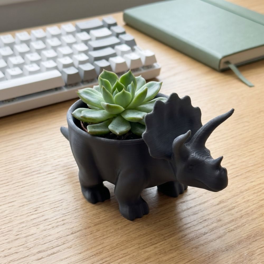 Container 3D Printed Dinosaur  - đánh giá và giá Desk Setup Plant