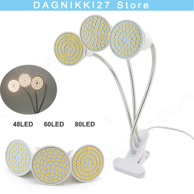 80LED 3 Head Full Spectrum Sun - đánh giá và giá Desk Setup Plant