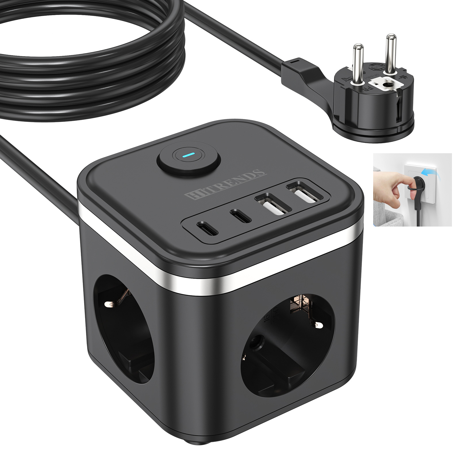 3680W EU Flat Plug Power Strip - đánh giá và giá Power Strip Flat