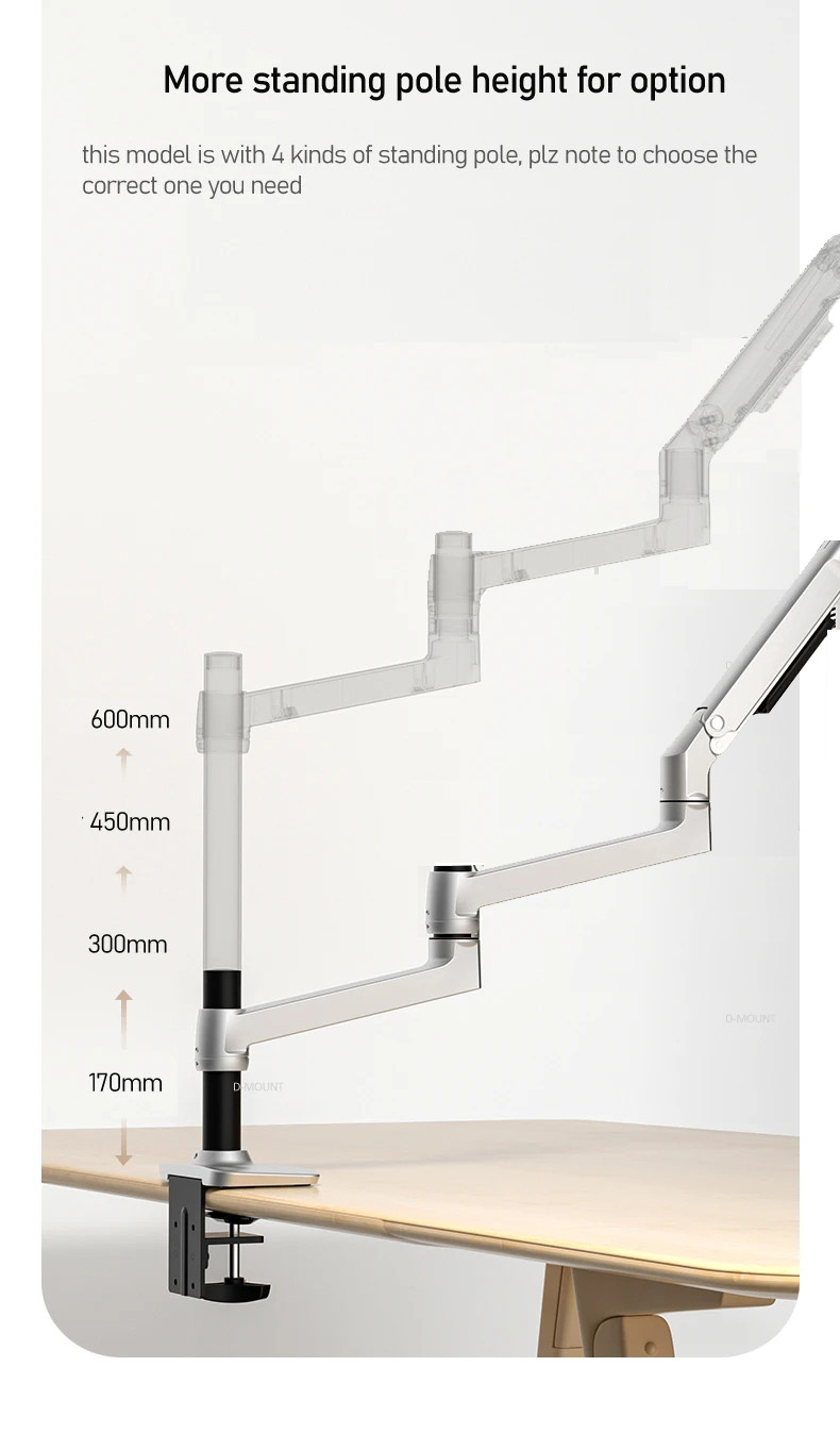 (1098mm) DL-8014 Mechanical Sp - đánh giá và giá Desk Setup Monitor Arm