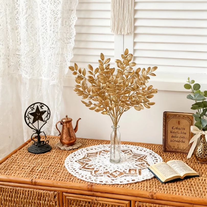 10Pcs Artificial Plants Golden - đánh giá và giá Desk Setup At Home