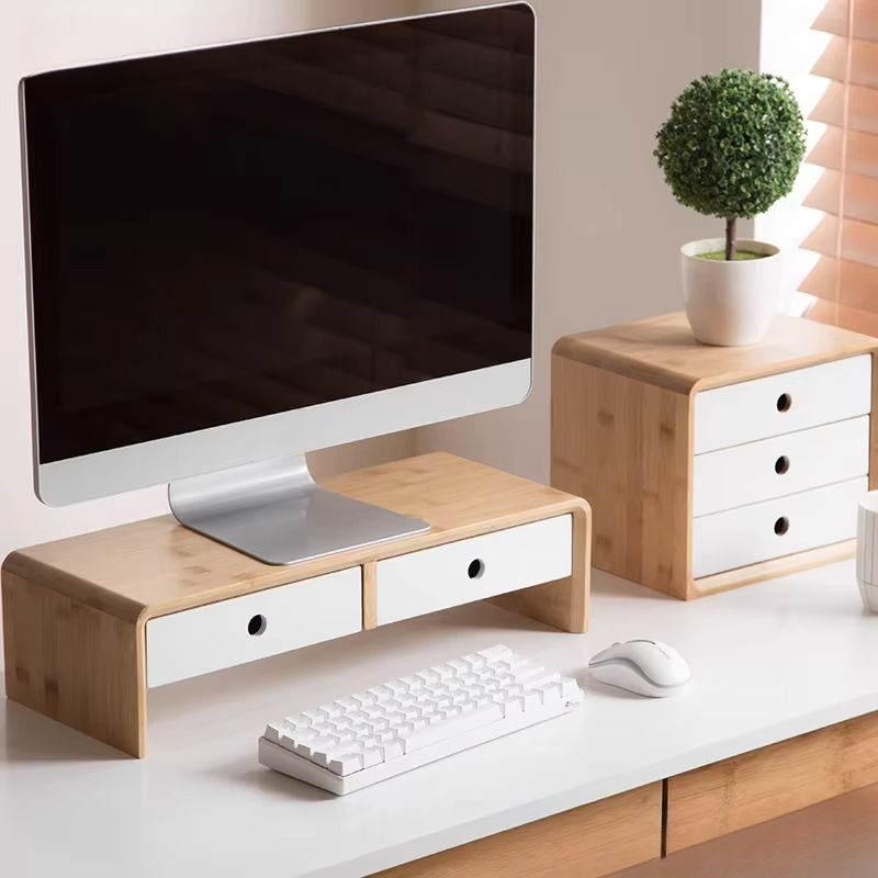 Bamboo Laptop Monitor Riser Ec - đánh giá và giá Desk Room Setup