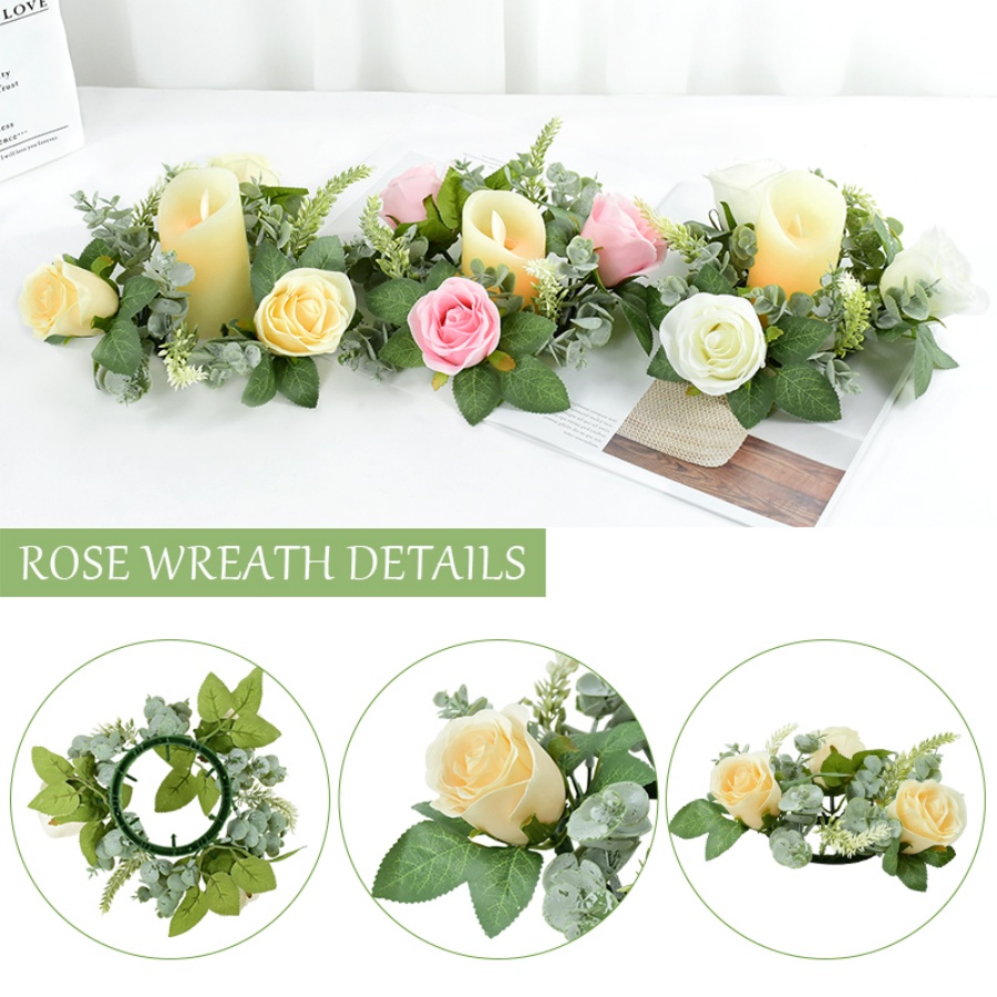 Artificial Rose Wreath Shaped  - đánh giá và giá Desk Setup At Home