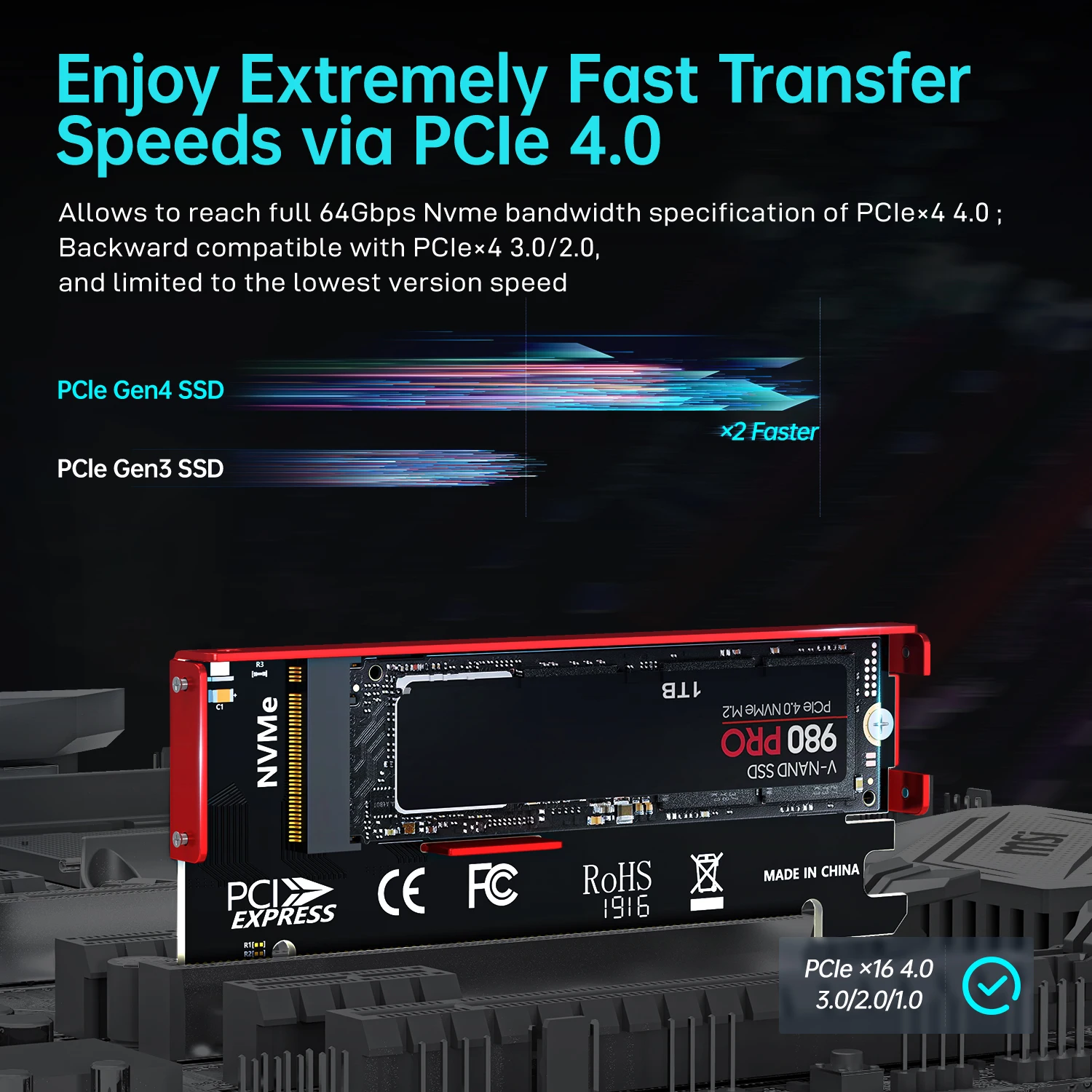 JEYI M.2 NVME To PCIe 4.0 X16  - đánh giá và giá Samsung Ssd 980 Pro