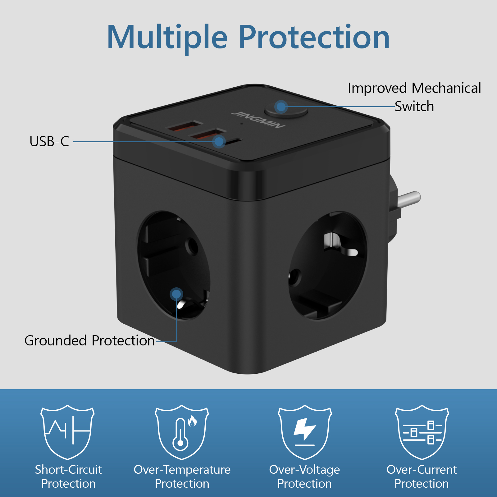 Wall Socket Extender with Swit - đánh giá và giá Power Strip Flat